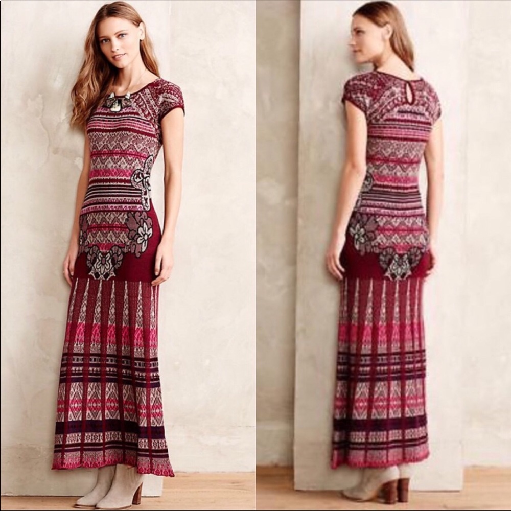 •Anthropologie• Knitted & Knotted Mulberry Dress